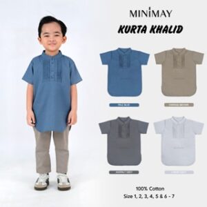 MINIMAY Koko Anak Kemeja Kurta Laki Laki Cowo 1 2 3 4 5 6 7 Tahun Raya Series Khalid