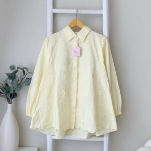 Lunara Id ~ Atasan Maura Jumbo Wanita Kerja Casual Full Bordir Mewah Elegant Bahan Katun Poplin Adem Lucu Termurah Bordir Mewah Kekinian Warna Pink Blue Butter Yellow Bw Sage Khaki
