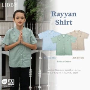 LIBBY Atasan Baju Koko Anak Laki Laki – Rayyan Shirt – 9bulan – 14tahun (1PCS) | Baju Lebaran Muslim Anak | Koleksi Lebaran | Koko Anak Katun Adem Nyaman & Rapi | Ramadhan Raya Collections