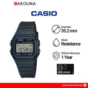 Jam Tangan Pria Casio General F-91W-1D Classic Digital Dial Black Resin Band
