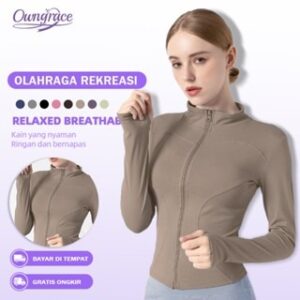 Owngrace Jaket Olahraga Anti Uv Wanita Polos Lengan Panjang Untuk Yoga/Gym/Fitness Sport/zumba