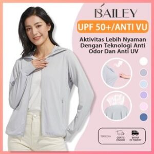 Bailey Jaket Olahraga Wanita Jaket Mesh Hoodie UV Protection UPF50+ Menyerap Keringat Baju Olahraga Breathable Outdoor Ringan Cepat Kering Nyaman Sun Protection Jaket