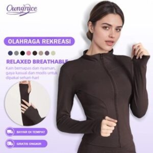 Owngrace Jaket Anti UV Wanita Lengan Panjanguntuk Olahraga Lari, Gym, dan Yoga