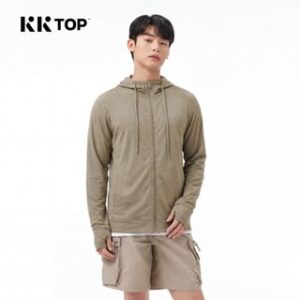 KKTOP – Jaket Airism Anti UV Pria Outdoor Sport UPF 50+ dengan Desain Hoodie dan Zip Depan (M010)