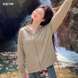 KKTOP – Jaket Anti UV Wanita Hoodie Olahraga Jaket Sport Oversize UPF100+ (J011)