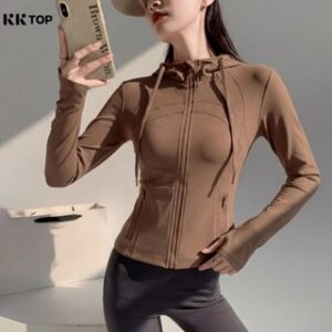 KKTOP Premium Lycra® Sculpting Jacket – Slim Fit Hoodie Anti-UV & Windproof for Running & Pilates X022