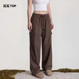 KKTOP – Cargo Pants Wanita High Waist Oversize Korean Style Longgar Jumbo Banyak Kantong (Cargo002)