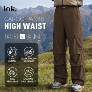 IOK&KKTOP CoolFlow™ Celana Cargo Pria Stretch Tinggi, Oversize Jatuhnya Rapi & Berbentuk, Banyak Kantong   (Cargopants001)